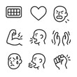 © Coosh448 - Rage Icons Set. Outline icon set of rage physical signs: clenched teeth, pounding heart, flushed face, tense muscles, raised voice