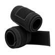 © PNG Stock - A pair of black wrist support wraps with adjustable straps for gym training, isolated on white