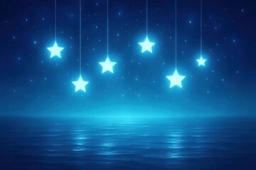 Wall Mural - Stars Dancing in the Night Sky Over a Tranquil Lake