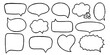 © thrash - Chalk pencil speech bubbles doodle set. Crayon frames, comic talk balloon. Grange texture. Hand drawn kid's style pencil dialog balloon, various text clouds. Hand drawn vector illustration