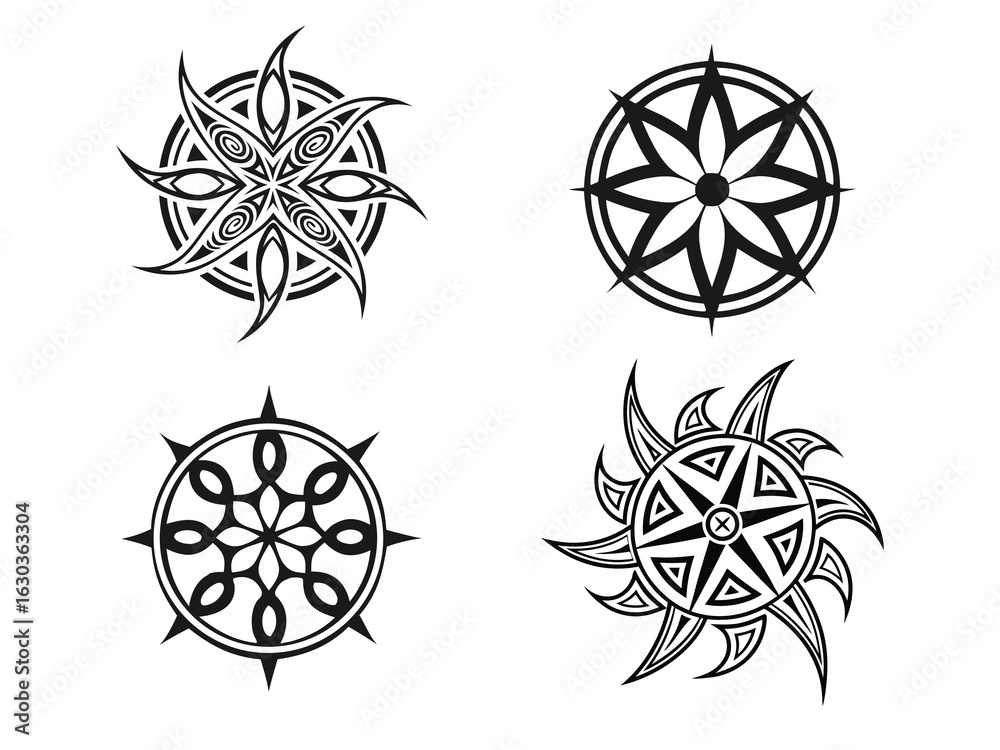 Cybersigilism Tribal Tattoo Design Templates for Inspiration Stock