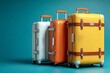 © Oleh - Three colorful suitcases are standing on a turquoise background, symbolizing the excitement and anticipation of upcoming summer travel adventures