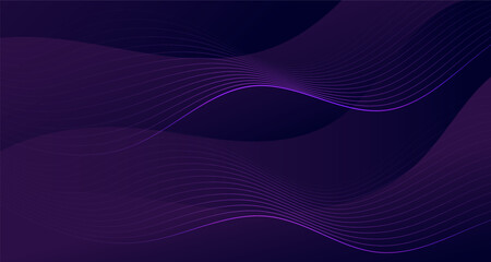 Wall Mural - purple gradient waves with flowing curved line abstract background