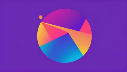 Wall Mural - Abstract geometric sphere with vibrant color gradients on a purple background