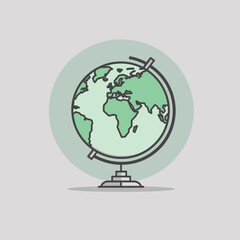 Wall Mural - World globe vector illustration in flat line art style