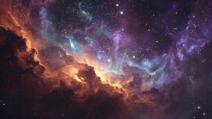 Wall Mural - vibrant cosmic nebula with glowing stars in dark space