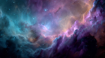 Wall Mural - vibrant cosmic nebula with glowing stars in dark space