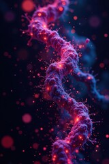 Wall Mural - intricate glowing neon cell structures, vibrant abstract patterns on black , glowing, dark backgroun