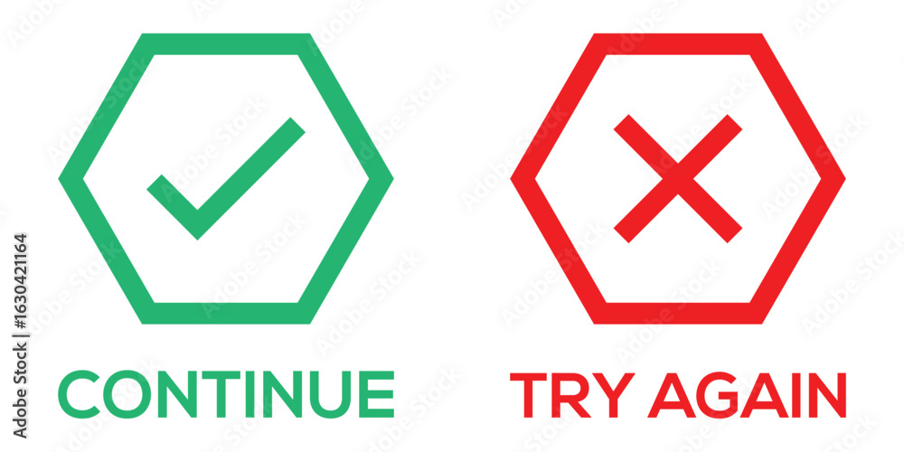 Try Again and Continue Button Icon Set – Vector Notification Symbols ...