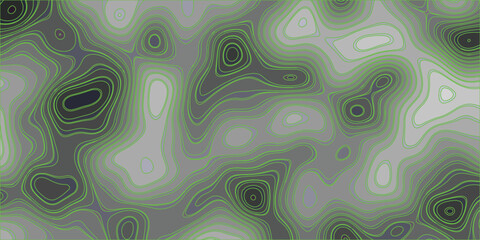 Poster - Abstract topographical map with green contours depicting elevation variation over a textured gradient background for design elements