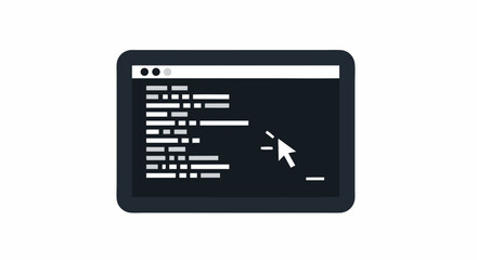a symbolic computer screen with minimalist code and cursor, emphasizing digital coding and programmi