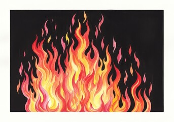 Canvas Print - fiery inferno against black - symbolizing passion, energy, destruction, rebirth, and power. a vibran