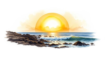 Wall Mural - golden sunrise ocean majesty - a majestic sunrise paints the ocean with golden hues, symbolizing new