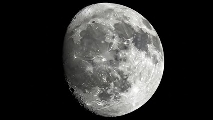 Wall Mural - Detailed Close Up View of the Moon Surface with Craters in a Dark Night Sky Astronomy and Space Exploration