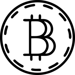 bitcoin vector icon on white or transparent background. dollar or money or financial icons items Stroke icon collections. Editable Stroke icon collection Outline icon.