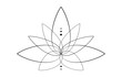 © ararat - Sacred Lotus flower, line art floral ornament, logo design. Flower blossom symbol of yoga, spa, beauty salon, cosmetics, relax, brand style. Vector isolated on white background