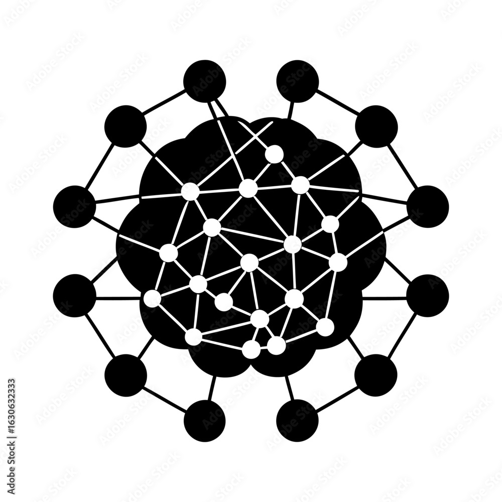 เวกเตอร์ Stock Interconnected nodes form a complex network structure ...