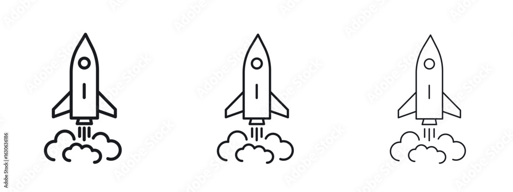 Rocket launch icon simple line design - Simple Vector Illustration ...