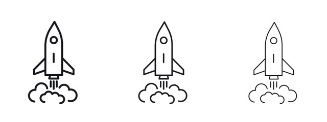Rocket launch icon simple line design - Simple Vector Illustration