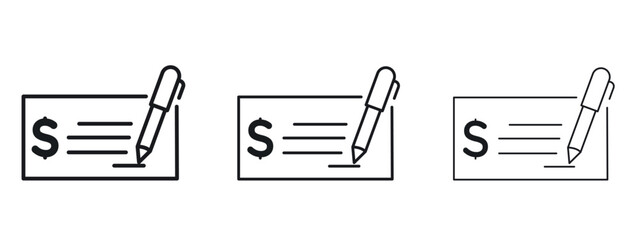 Money check icon simple line design - Simple Vector Illustration
