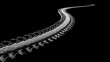 © OleksandrZastrozhnov - Surreal curved zipper pathway against black background in artistic perspective