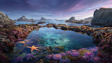 Wall Mural - a stunning artwork depicts a tranquil sea encircled by cliffs and coral reefs, featuring a graceful 