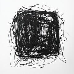Wall Mural - a approximately equal scribble abstract black lines.