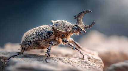 Wall Mural -   Close-up image of a bug on a rock, wrench behind, mouth open