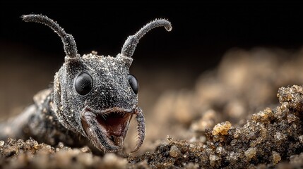 Wall Mural -   A close-up of a bug with its mouth wide open