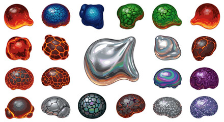 Aufkleber - Colorful, decorative spheres, artistic textures, a whimsical collection of vibrant orbs