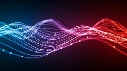 Wall Mural - Abstract digital wave, glowing lines, dark background, website header
