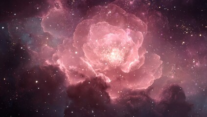 pink celestial flower in a starry nebula