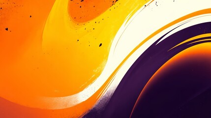 Poster - Colorful abstract painting with a purple and orange swirl. The painting has a lot of texture and he is very dynamic