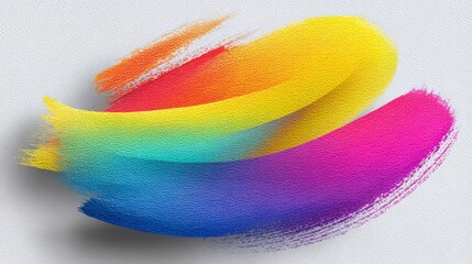 Poster - Colorful brush stroke with a rainbow of colors. The brush stroke is very abstract and has a lot of texture