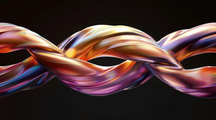 Poster - Vibrant and intricate design features soft ribbon strands weaving together, creating solid glowing form. interplay of colors evokes sense of fluidity and elegance, captivating viewer attention