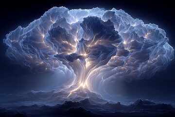 Wall Mural - Glowing surreal flow like tree burst high resolution picture