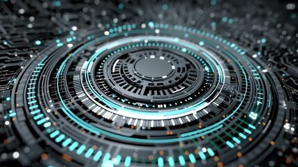 Wall Mural - abstract digital circuit board with glowing energy core. perfect for projects related to technology,