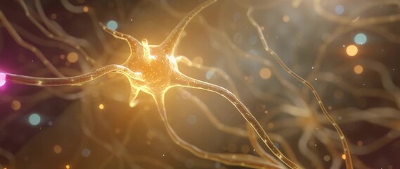Wall Mural - anamorphic video neuron or nerve cell with an intricate network. perfect for projects related to sci