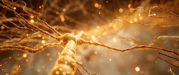 Wall Mural - anamorphic video neuron or nerve cell with an intricate network. perfect for projects related to sci