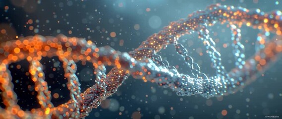 Wall Mural - anamorphic video visually captivating and stylized depiction of a dna double helix. ideal for projec