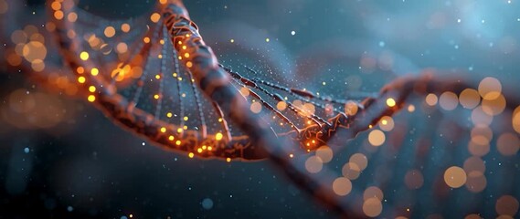 Wall Mural - anamorphic video visually captivating and stylized depiction of a dna double helix. ideal for projec