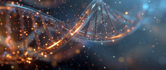 Wall Mural - anamorphic video visually captivating and stylized depiction of a dna double helix. ideal for projec