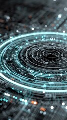 Wall Mural - vertical video abstract digital circuit board with glowing energy core. perfect for projects related