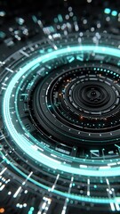 Wall Mural - vertical video abstract digital circuit board with glowing energy core. perfect for projects related