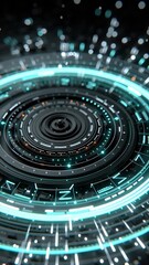 Wall Mural - vertical video abstract digital circuit board with glowing energy core. perfect for projects related
