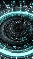 Wall Mural - vertical video abstract digital circuit board with glowing energy core. perfect for projects related