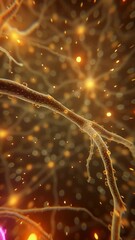 Wall Mural - vertical video neuron or nerve cell with an intricate network. perfect for projects related to scien