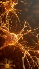Wall Mural - vertical video neuron or nerve cell with an intricate network. perfect for projects related to scien