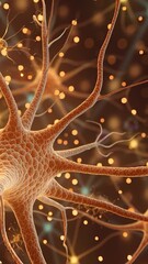 Wall Mural - vertical video neuron or nerve cell with an intricate network. perfect for projects related to scien