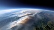 © watcharee - A breathtaking view from space showing mountainous terrain and smoke, illustrating the impact of wildfires on the Earth's atmosphere.